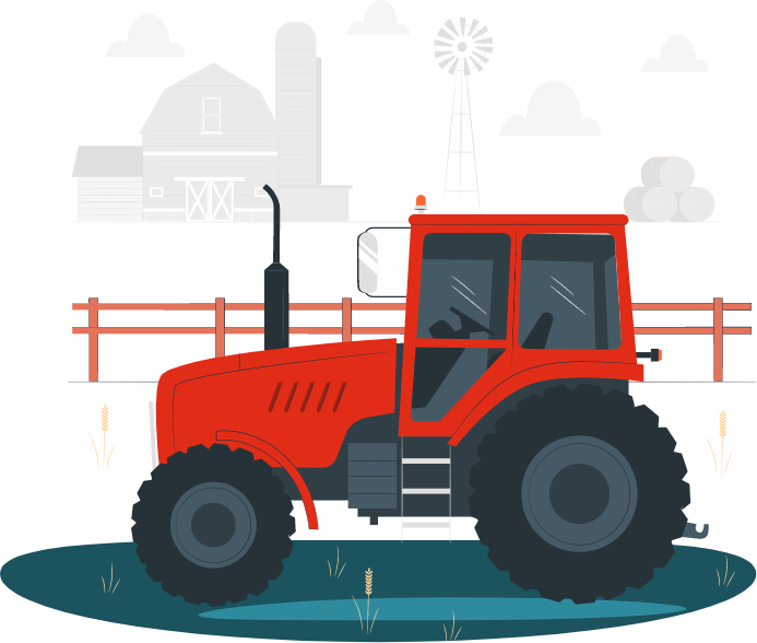 Agricultural equipment tractor illustration